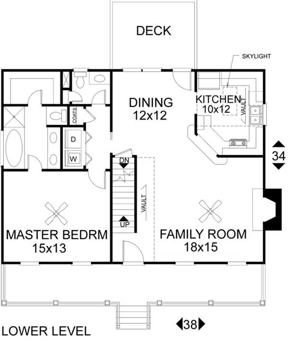 Floor Plan First Story of Cape Cod Plan #109-1009